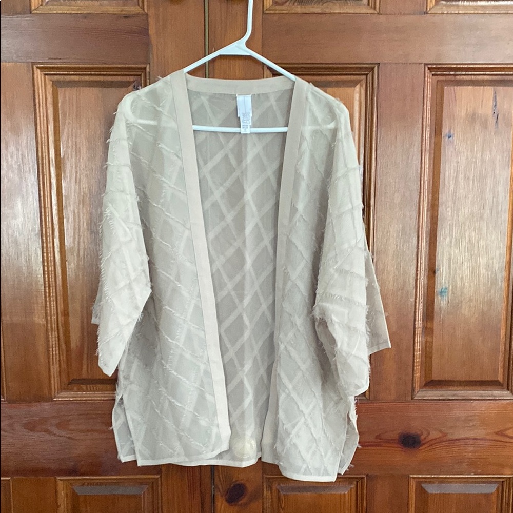 MarlaWynne Light Tan Chiffon Textured Kimono